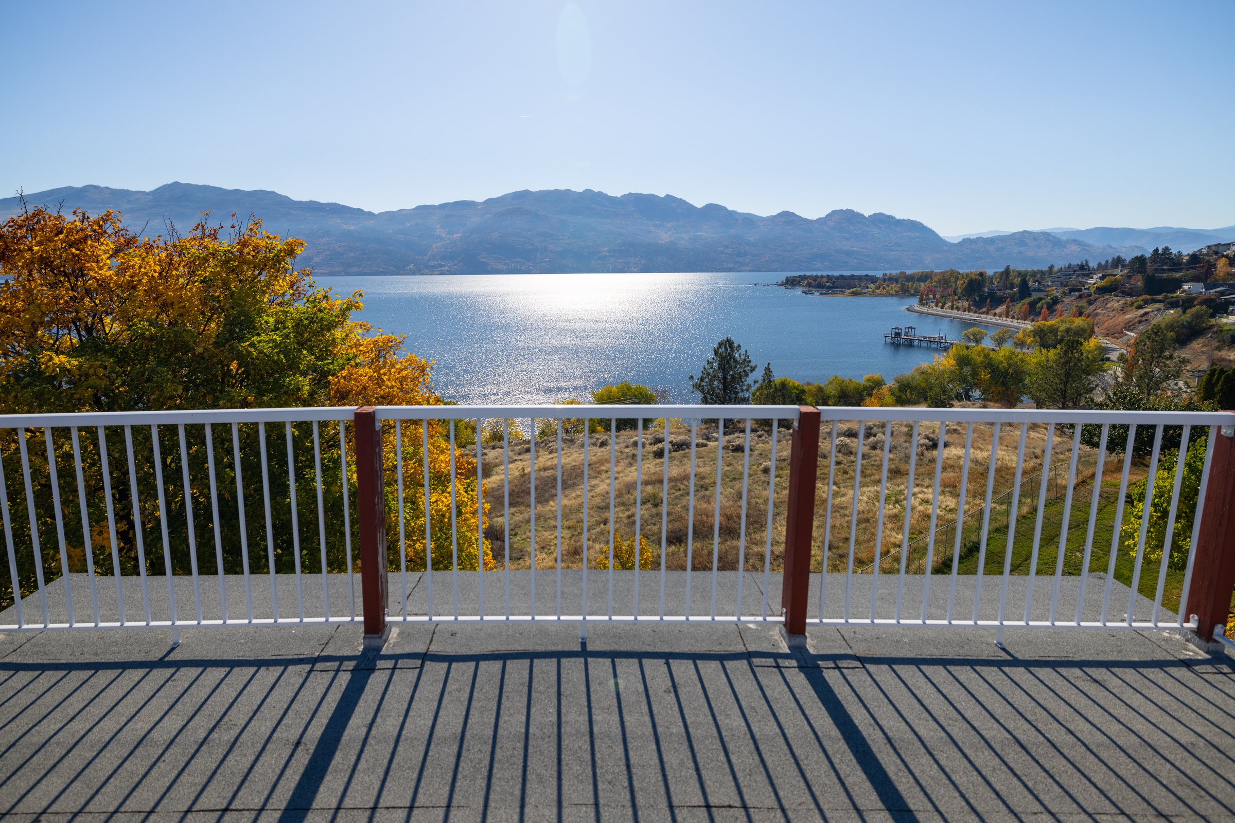 The roof deck of the main residence, looking out over Okanagan Lake
